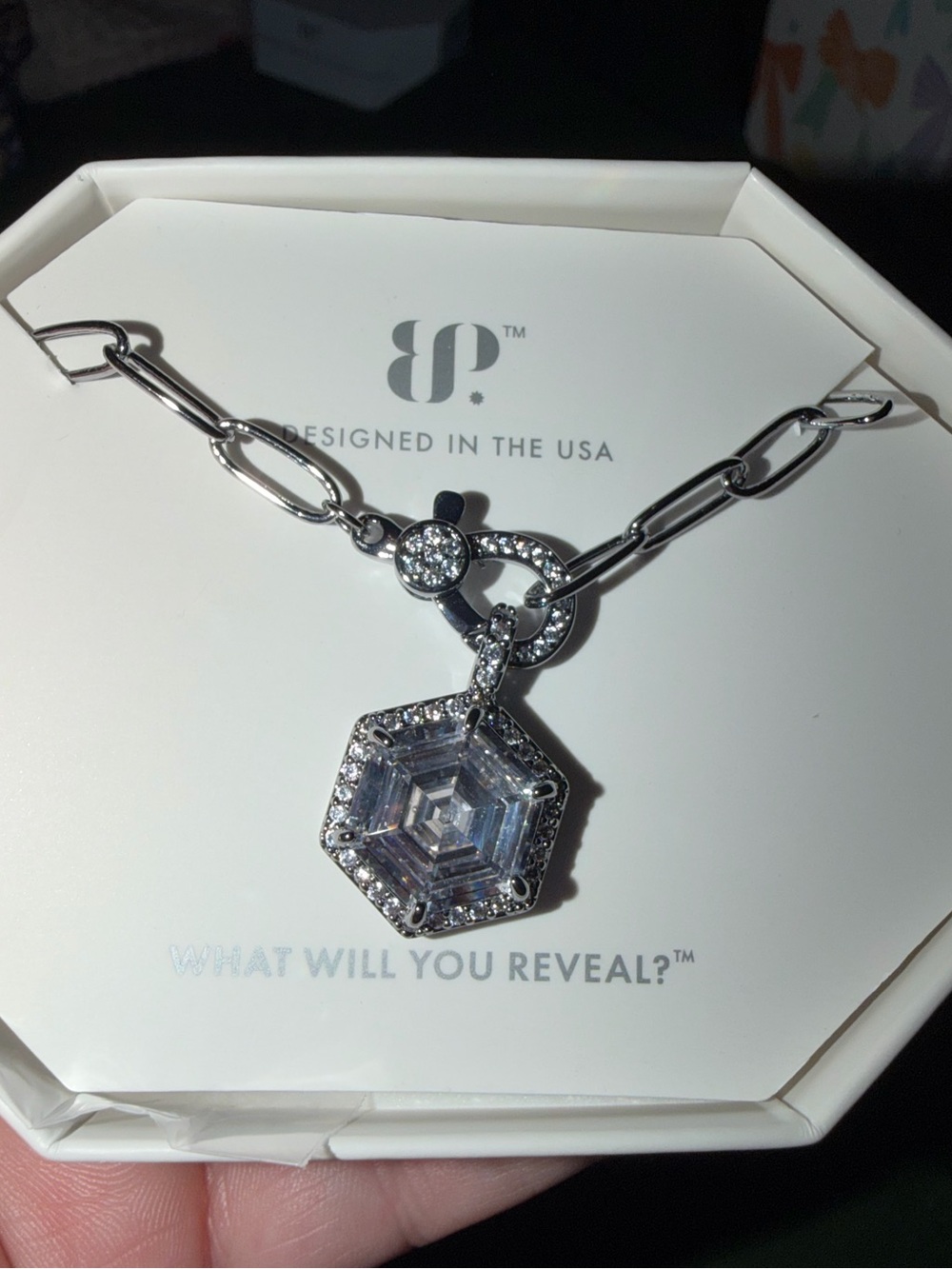 Bomb Party Necklace-Could You Stay Forever? Diamond CZ on Hematite